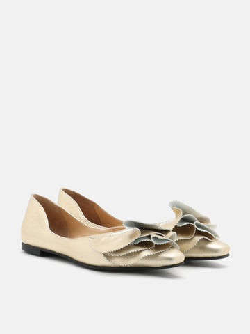 PAZZION, Elysia Ruffled Flats, Gold